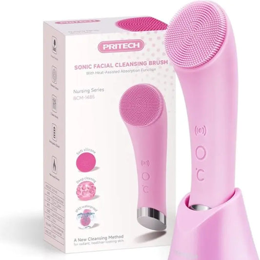 Heated Vibrating Facial Cleansing Brush – Deep Clean, Gentle Exfoliation & Massage Care